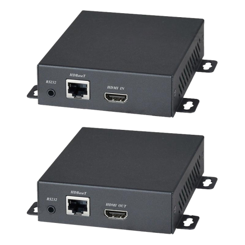 Комплект/ SC&T HE20E Комплект (передатчик и приемник) для передачи HDMI, сигналов ИК (30-60кГц) и RS232 по одному кабелю витой пары (от CAT5e) до 100м (HDBaseT 2.0).