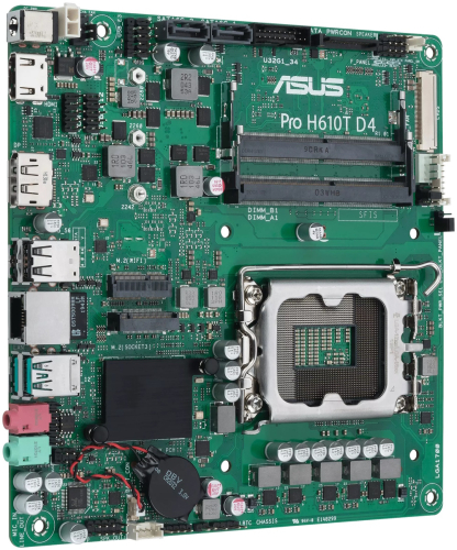 Материнская плата ASUS PRO H610T D4-CSM, LGA1700, H610, 2*DDR4, DP,HDMI, SATA 6.0, M.2, USB 3.2*2, USB 2.0*2, mITX; 90MB1AM0-M0EAYC фото 2