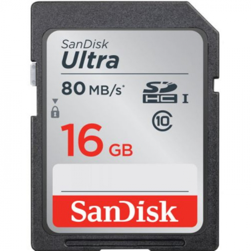 Карта памяти 16GB Sandisk Class10 Ultra UHS-I 80MB/ s (SDSDUNC-016G-GN6IN)