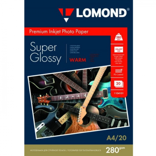 Фотобумага Lomond A4/280г/м2/20л./белый высокоглянцевое для струйной печати (1104101)