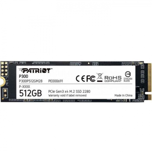 Твердотельный накопитель Patriot P300 SSD M.2 2280 512GB PCI-E 3.0 x4 3D QLC 1700/ 1200MB/ s IOPS 290K/ 260K (P300P512GM28)