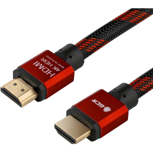 GCR Кабель 2.0m HDMI 2.0, PROF, BICOLOR нейлон, AL корпус красный, HDR 4:2:2, Ultra HD, 4K 60 fps 60Hz/ 5K*30Hz, 3D, AUDIO, 18.0 Гбит/ с, 28AWG (GCR-51490)