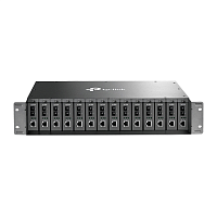 Шасси для конверторов/ 14-slot unmanaged media converter chassis, 19-inch rack-mountable, supports redundant power supply, with one AC power supply preinstalled. (TL-MC1400)