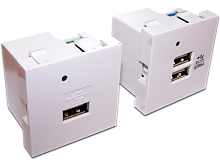 Модуль USB-зарядки, 2 порта, без шторки, 2.1A/ 5V, 45x45, белый (LAN-EZ45X45-2U/ R2-WH) (LAN-EZ45X45-2U/R2-WH)