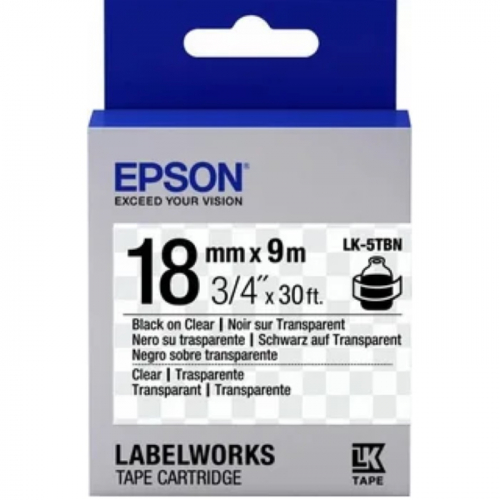Лента Epson Tape LK-5TBN прозрачная черный шрифт/прозрачный фон 18 мм/9 м (C53S655008)