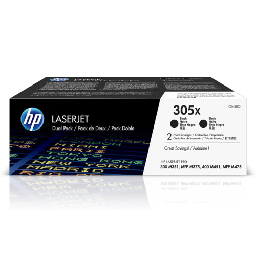 Картриджи HP 305X, черные / 2x4000 страниц / двойная упаковка (CE410XD)