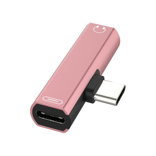 GCR Переходник USB Type C > 3.5mm mini jack + TypeC, розовый, GCR-UC2AUX (GCR-52245)