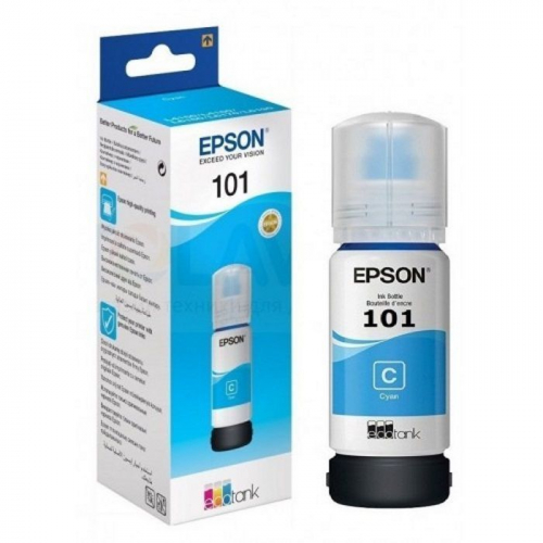 Чернила Epson 101, голубой, 70 мл., для EcoTank L4150/ 4160 (C13T03V24A)