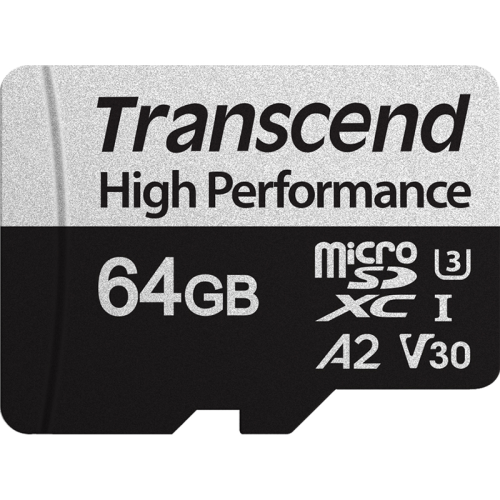 Карта памяти Transcend 64GB UHS-I U3 A2 microSD microSD w/ adapter (TS64GUSD330S)
