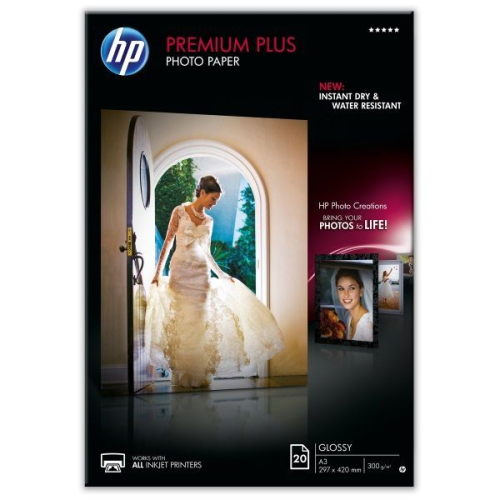 Фотобумага HP Premium Plus Высококачественная Глянцевая,300г/м2, A3(29,7X42)/20л. (CR675A)