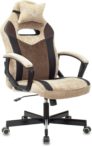 Кресло игровое Zombie VIKING 6 KNIGHT Fabric коричневый/ бежевый с подголов. крестов. металл (VIKING 6 KNIGHT BR)