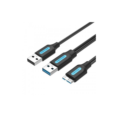 Кабель Vention USB 3.0 AM/ micro B, USB 2.0 AM - 1м (CQPBF)