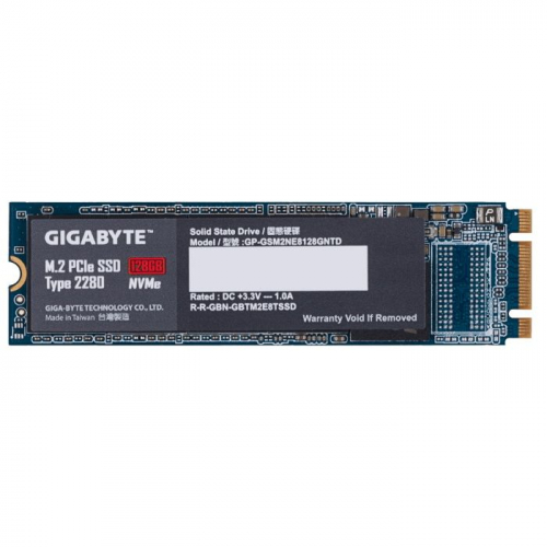 Твердотельный накопитель GIGABYTE SSD M.2 2280 128GB PCI-E x4, 1550 Мб/сек, 550 Мб/сек, TLC (GP-GSM2NE3128GNTD)
