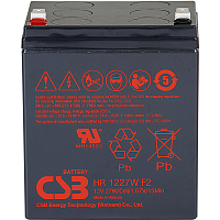 Батарея CSB серия HR, HR1227W F2, напряжение 12В, емкость 7.5Ач (разряд 20 часов), 27 Вт/ Эл при 15-мин. разряде до U кон. - 1.67 В/ Эл при 25 °С, макс. ток разряда (5 сек.) 130А, ток короткого замыкан