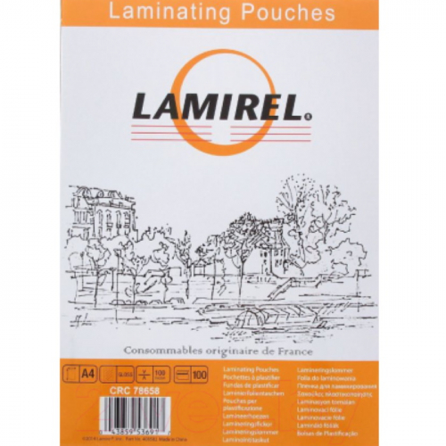 Пленка для ламинирования Fellowes 100 мкм A4 100 шт глянцевая Lamirel (LA-78658)