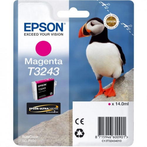 Картридж струйный Epson T3243, пурпурный, 14 мл., для SureColor SC-P400 (C13T32434010)