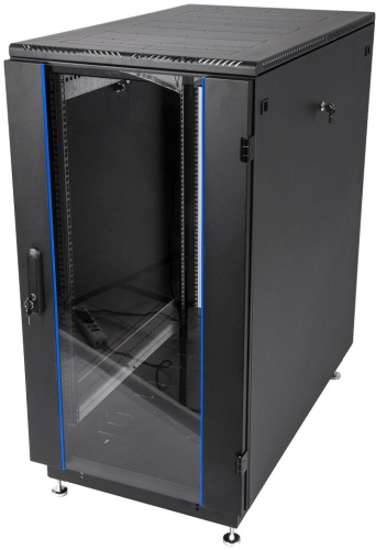Шкаф телекоммуникационный напольный 27U (600x600) дверь стекло, цвет чёрный (ШТК-М-27.6.6-1ААА-9005)